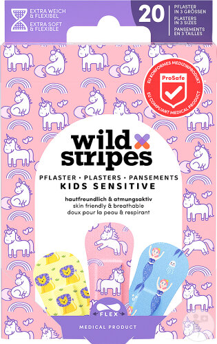 Wild Stripes Kids Sensitive Pansements En 3 Tailles Fantasy 20 Pansements