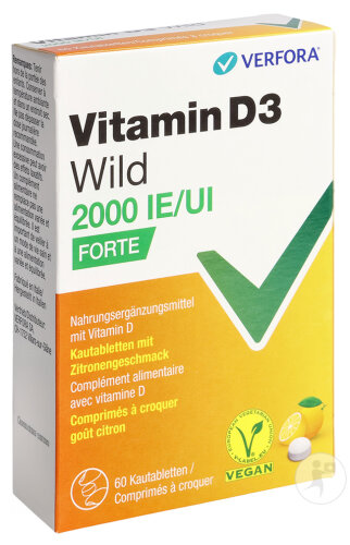 Wild Vitamin D3 Wild 2000UI 60 Comprimés À Croquer