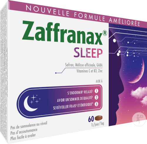 Zaffranax Sleep Sommeil Fatigue Moments De Stress 60 Comprimés