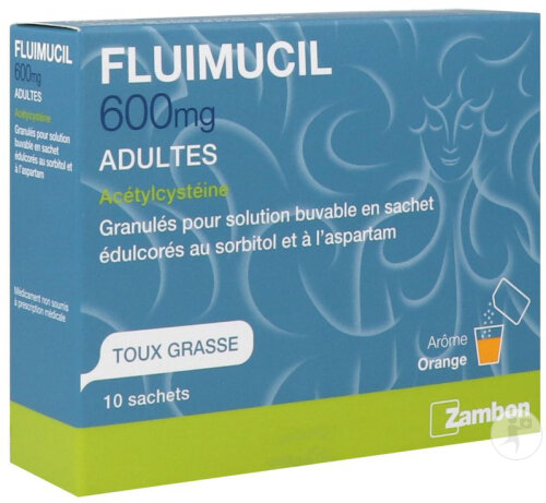 Zambon Fluimucil Expectorant 600mg Adultes 10 Sachets