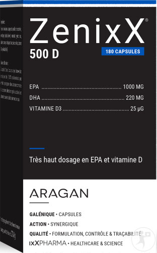 ixX Pharma ZenixX 500D Oméga-3 EPA Vitamine D3 180 Capsules