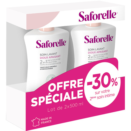 Saforelle Milde Kalmerende Intieme Reinigingsverzorging Duopack 2x500ml Promo 2e À 30% Korting