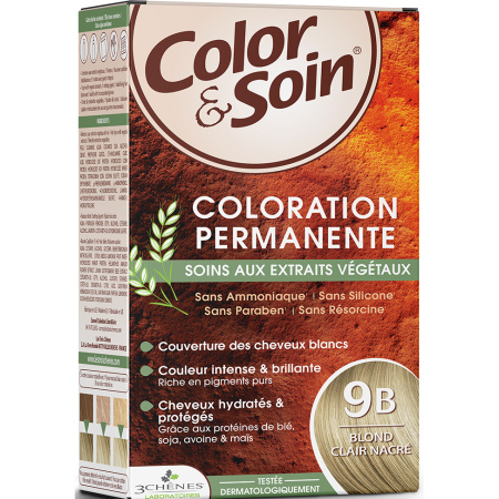 3 Chênes Color & Soin Permanente Kleuring Plantaardige Extracten 9B Lichtblond Parelmoer 1 Kit