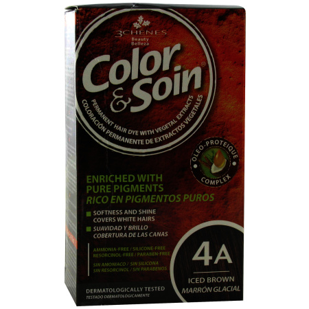 3 Chênes Color & Soin Permanente Kleuring Plantaardige Extracten 4A Glossy Brown 1 Kit