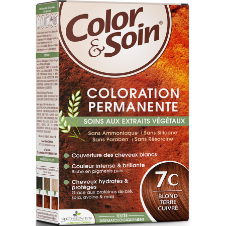 3 Chênes Color & Soin Permanente Kleuring Met Plantaardige Extracten 7C Koperblond Aardetint 1 Kit