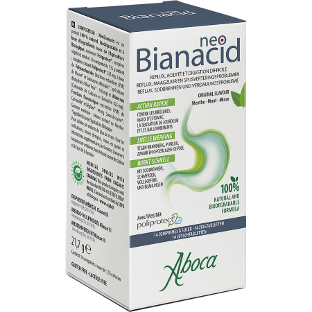 Aboca NeoBianacid Reflux Zuurheid En Moeilijke Spijsvertering Muntsmaak 14 Zuigtabletten