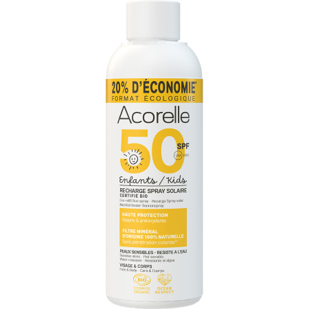 Acorelle Nature Sun Eco Navulling Zonnespray Voor Kinderen SPF50 Bio Fles 150ml