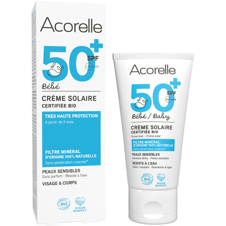 Acorelle Nature Sun Zonnecrème Baby SPF50+ Zonder Parfum Bio Tube 50ml