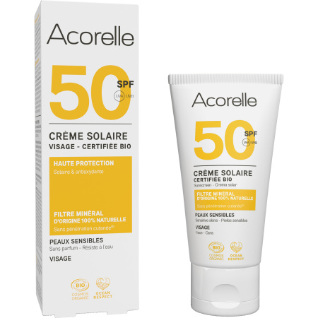 Acorelle Nature Sun Zonnecrème Gezicht SPF50 Gevoelige Huid Bio Tube 50ml