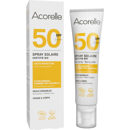 Acorelle Nature Sun Zonnespray SPF50 Gezicht En Lichaam Gevoelige Huid Bio 100ml