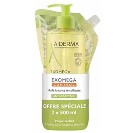 Aderma Exomega Control Reinigingsolie 500ml + Navulling 500ml Navulling -50%