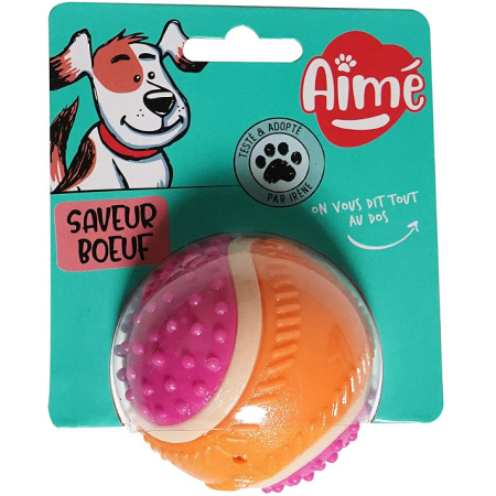 Aimé Duurzaam hondenbalspeelgoed 5-In-1 Rundvleessmaak 6cm 1 Stuk