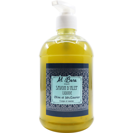 Al Bara Vloeibare Aleppo Zeep 35% Laurel Gezicht En Lichaam Alle Huidtypes 500ml