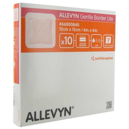 Allevyn Gentle Border Lite Hydrocellulair Zelfklevend Verband 15x15cm Stuks 10
