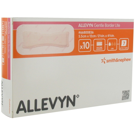 Allevyn Gentle Border Lite Hydrocellulair Zelfklevend Verband 5,5x12cm Stuks 10 (66800836)