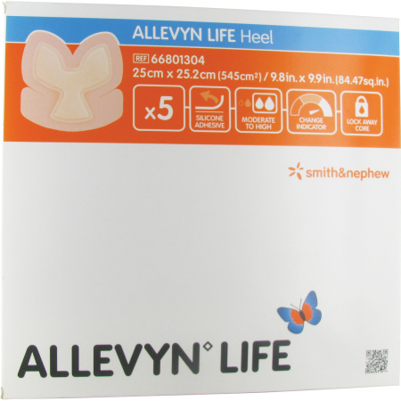 Allevyn Life Heel Zacht Zelfklevend Siliconenschuimverband 25x25,2cm 5 Stuks