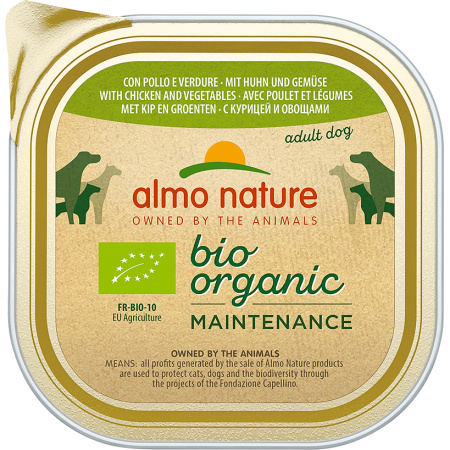 Almo Nature Bio Organic Maintenance Onderhoudspaté Met Kip En Groenten Volwassen Hond 300g