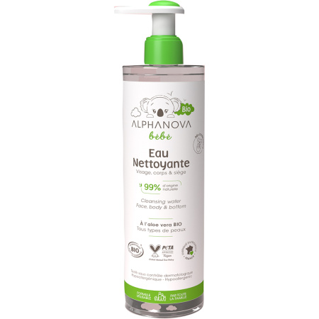 Alphanova Bébé Reinigingswater Bio Pompfles 400ml