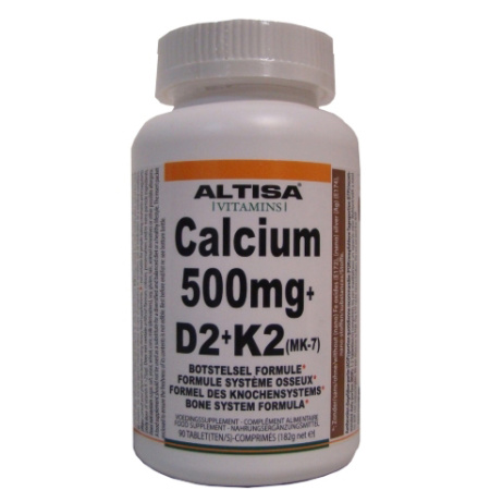 Altisa Calcium 500mg + D2 + K2 (MK-7) Botstelsel Formule 90 Tabletten