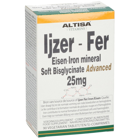 Altisa IJzer Soft Bisglycinaat 25mg Advanced 90 Vegetarische Sliktabletten