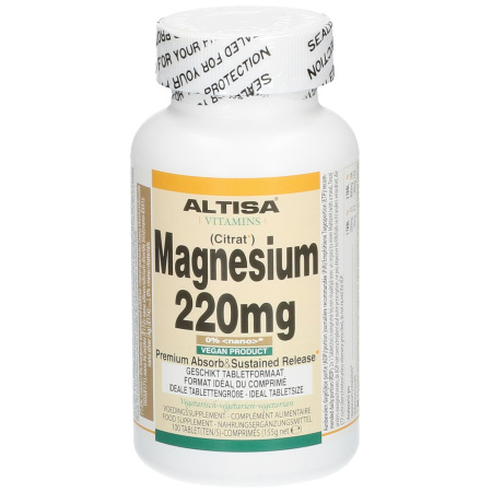 Altisa Magnesium (Citraat) 220mg Premium Absorb Sustained Release 100 Vegetarische Sliktabletten