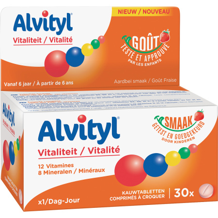 Alvityl Vitaliteit 12 Vitamines En 8 Mineralen 30 Kauwtabletten
