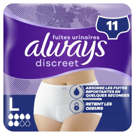 Always Discreet Absorberende Broekjes 6 Druppels Maat L 11 Stuks