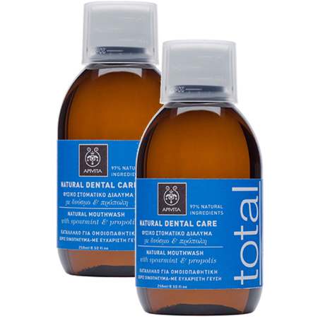 Apivita Natural Dental Care Mondspoeling Spearmint En Propolis Fles 250ml Promo 1+1 Gratis