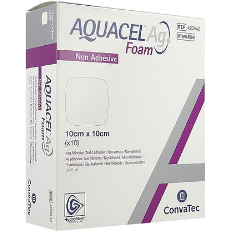 Aquacel Ag Foam Niet-Klevend Verband 10x10cm 10 Stuks