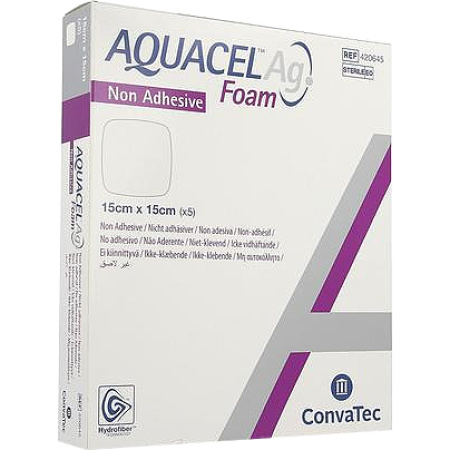 Aquacel Ag Foam Niet-Klevend Verband 15x15cm 5 Stuks