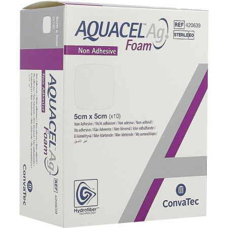 Aquacel Ag Foam Niet-Klevend Verband 5x5cm 10 Stuks