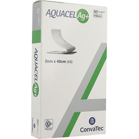 Aquacel Ag+ Extra Wiek Primaire Antimicrobiële Verbanden 2x45cm Stuks 5 (413571)