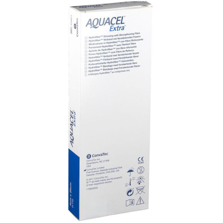 Aquacel Extra Hydrofiber Verband Met Versterkte Vezel 4x20cm 10 Stuks