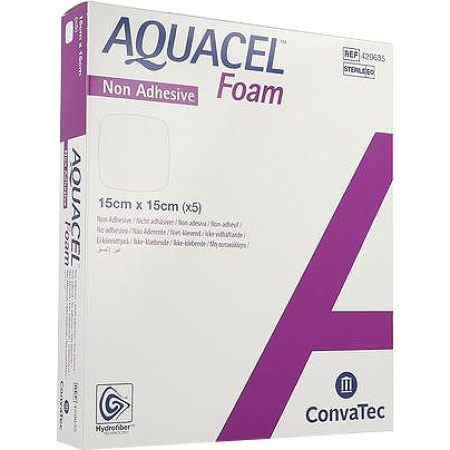 Aquacel Foam Niet-Klevend Verband Vierkant 15x15cm Stuks 5