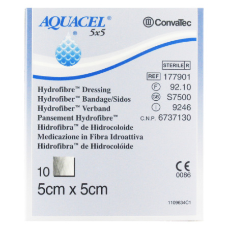 Aquacel Hydrofiber Steriel Verband 5cmx5cm 10 Stuks (177901)