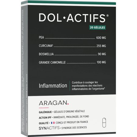 Aragan Synactifs Dolactifs Ontsteking Kurkuma 20 Capsules
