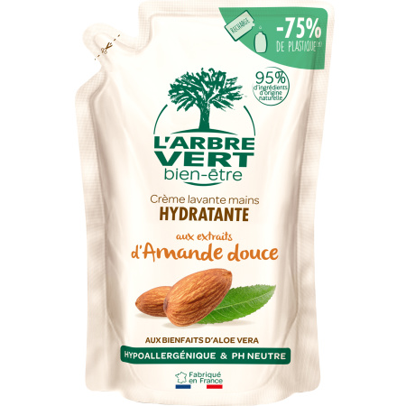 L'Arbre Vert Bien-Être Navulling Vochtinbrengende Hand Wash Met Zoete Amandel Extracten 300ml