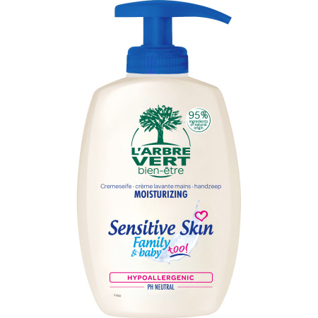 L'Arbre Vert Welzijn Handwascreme Voor De Gevoelige Huid Gezin En Baby Pompfles 300ml