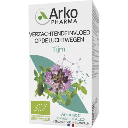 Arkopharma Arkocaps Bio Tijm 975mg Van Blad Verzachtend Voor De Luchtwegen 45 Capsules