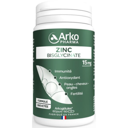 Arkopharma Arkogélules Zink Bisglycinaat 15mg Immuniteit/Antioxidant/Huid 60 Capsules