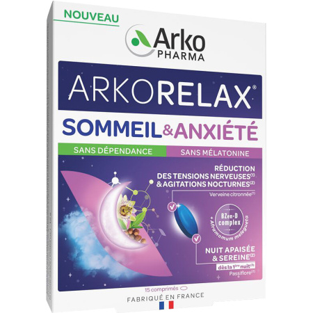 Arkopharma Arkorelax Slaap & Angst Passiebloem Citroenverbena Vitamine B3 15 Tabletten