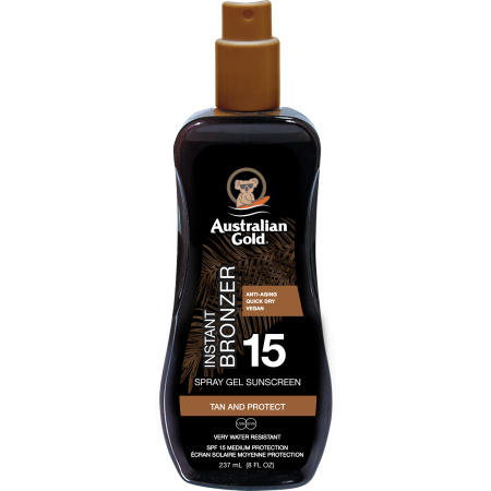 Australian Gold Zonnebrandcrème SPF15 Gel Spray Met Bronzer 237ml