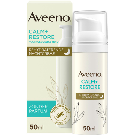 Aveeno Calm + Restore Rehydraterende Nachtcrème Geurvrije Pompfles 50ml