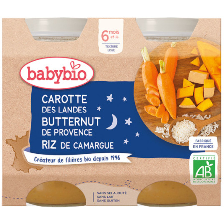Babybio Bipack Wortel Pompoen Rijst 2x200g