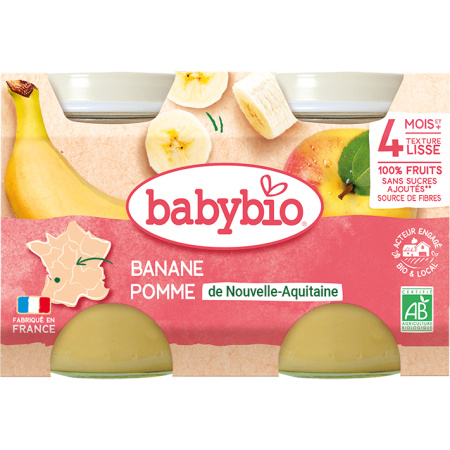 Babybio Ecuadoriaanse Banaan En Appel Vanaf 4 Maanden Pots 2 x 130g