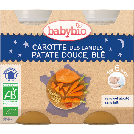 Babybio Franse Wortelen - Zoete Aardappelen - Tarwe Vanaf 6 Maanden Pots 2x200g (51059)