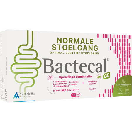 Bactecal GE Optimaliseert Zachte Ontlasting Darmtransit Natuurlijk Voedingssupplement 16 Capsules