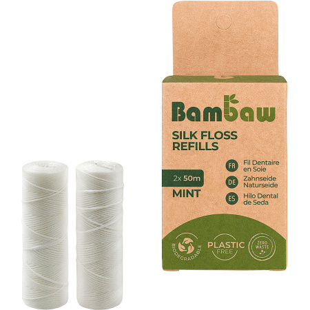 Bambaw Navullingen Zijde Tandenflos 2x50m 2 Stuks