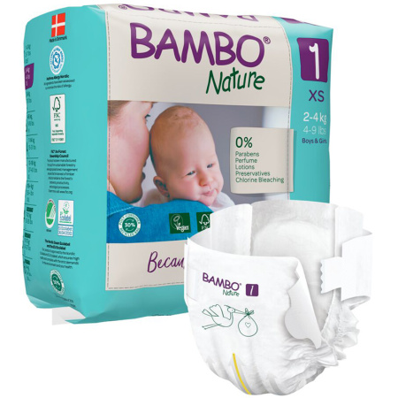 Bambo Babyluiers - Maat 1 - Baby 2 tot 4 kg - 22 Stuks