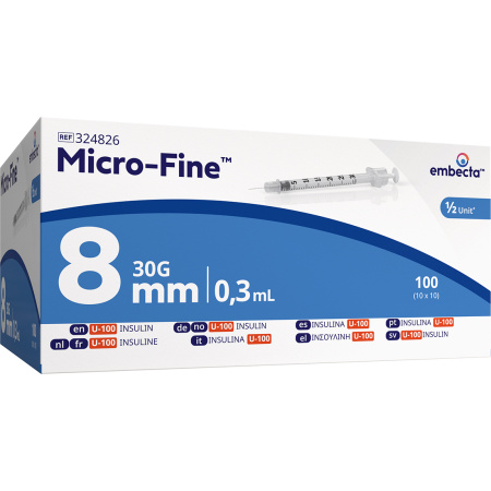 BD Microfine Insulinespuiten Demi 0,3ml/30g/8mm 100 Stuks